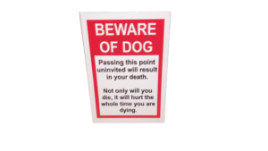 Beveiligingsbordje - BEWARE OF DOG